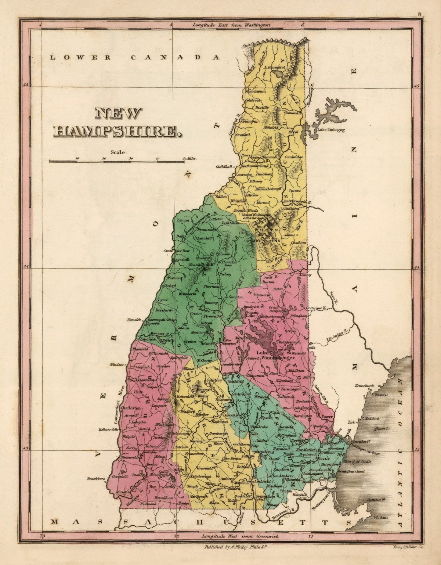 Vintage Map of New Hampshire, 1824