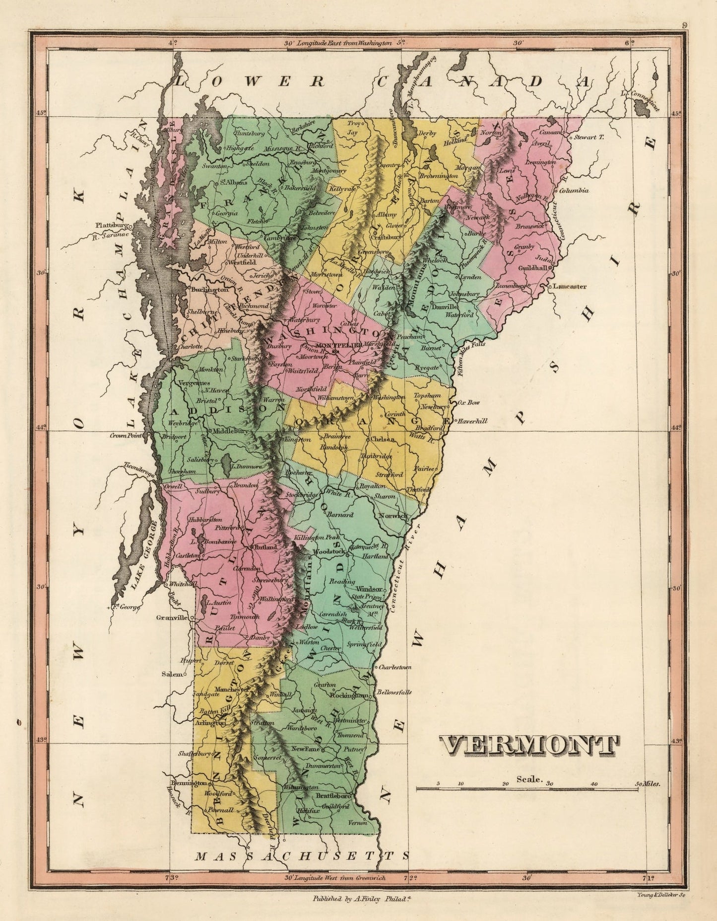 Vintage Map of Vermont, 1824 (No. 2)