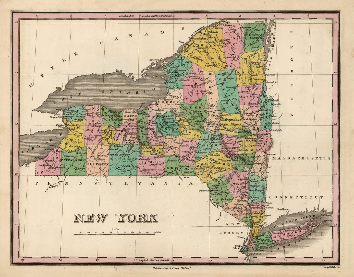 Vintage Map of New York City, New York, 1824