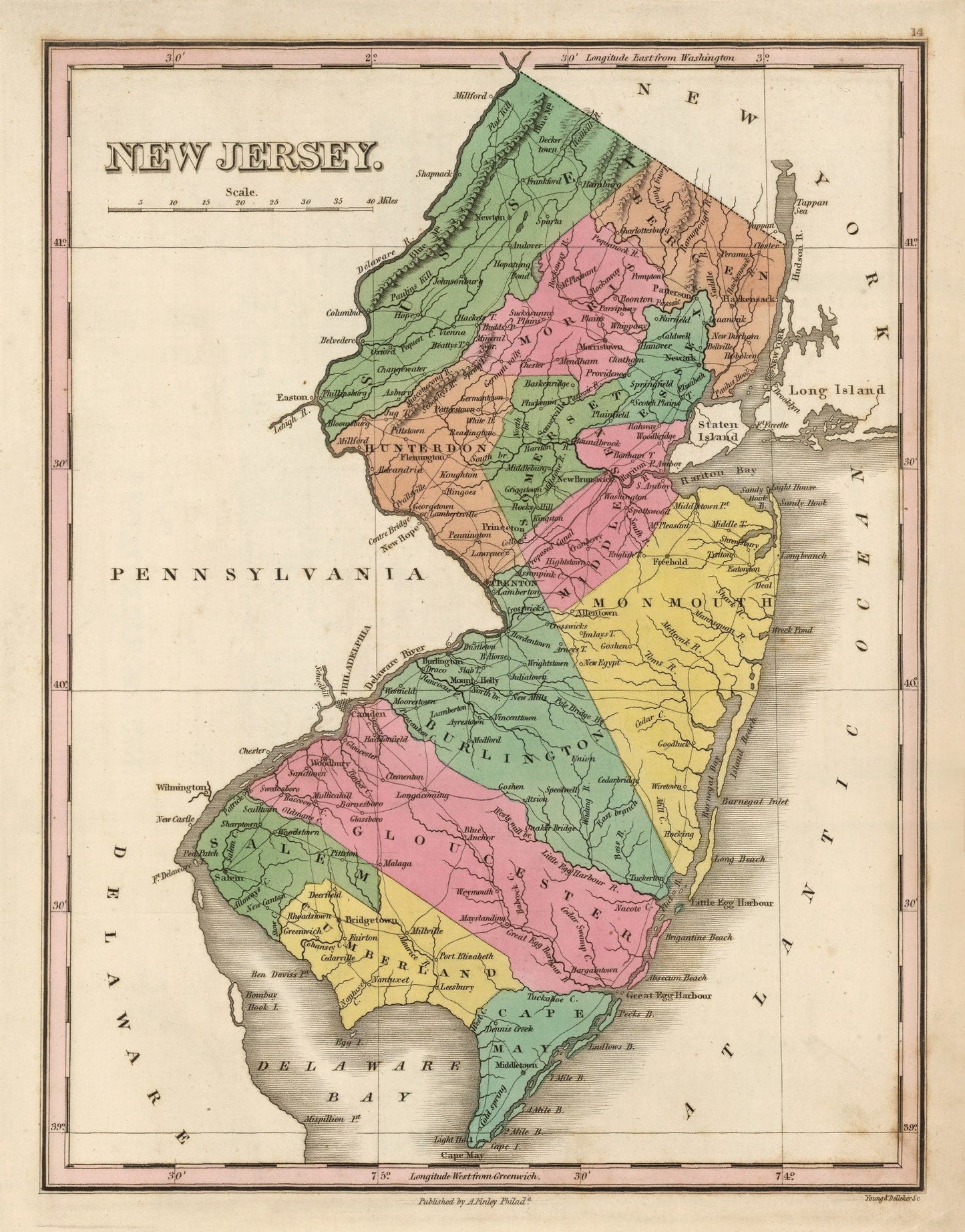 Vintage Map of New Jersey, 1824
