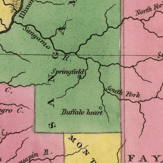 Vintage Map of Illinois, 1824