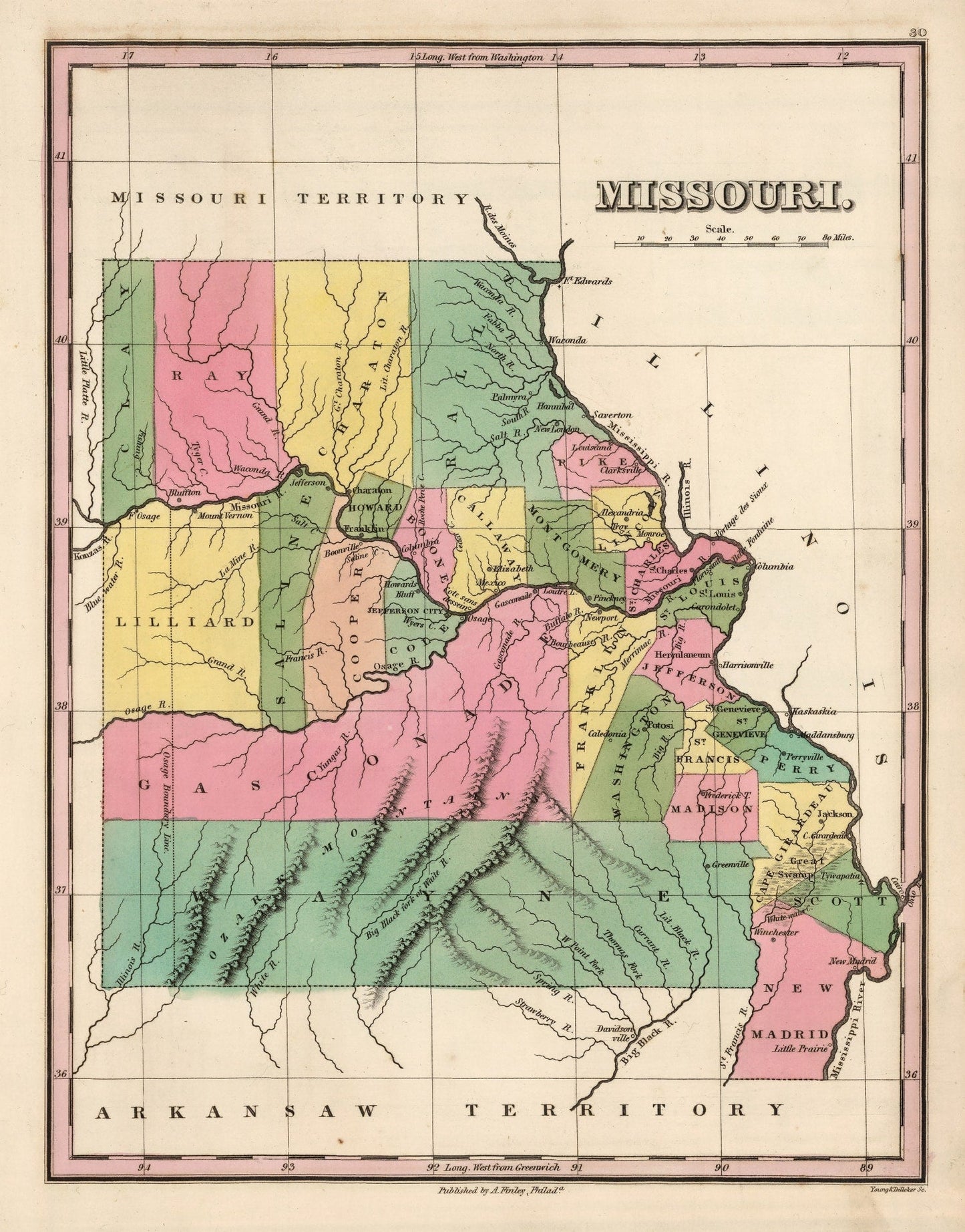 Vintage Map of Missouri, 1824