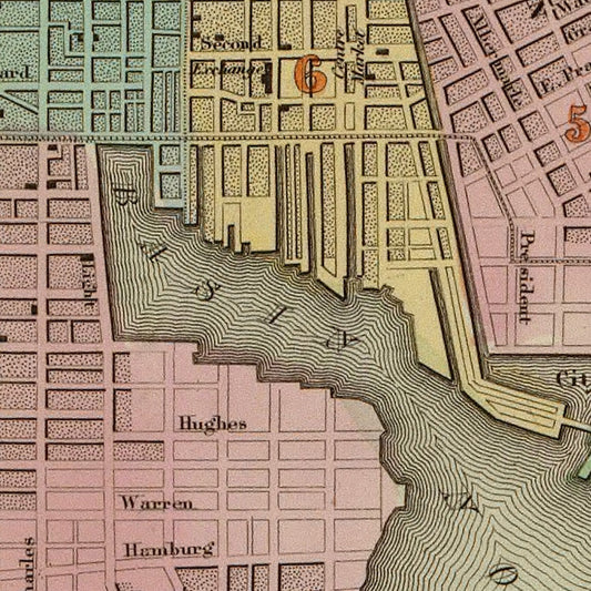 Vintage Map of Baltimore, Maryland, 1838 Wall Art