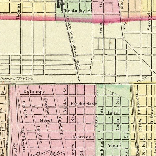 Vintage Map of Louisville, Kentucky, 1856