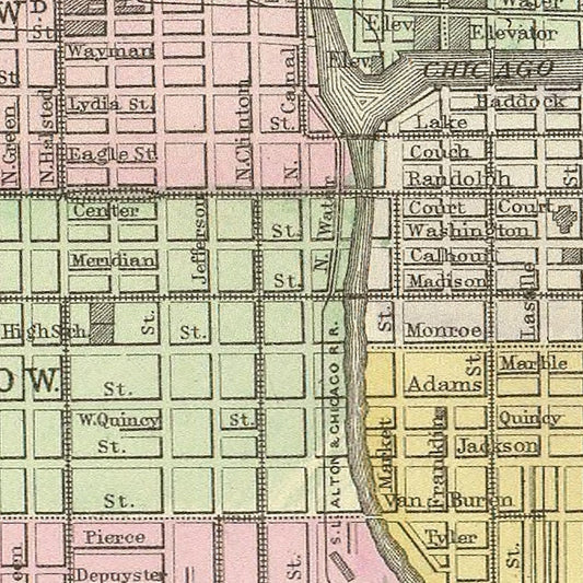 Vintage Map of Chicago, Illinois 1890