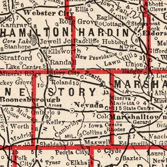 Vintage Map of Iowa, 1893