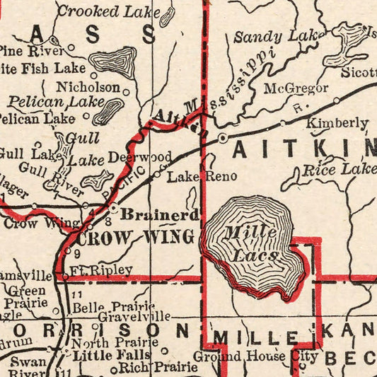 Vintage Map of Minnesota, 1893