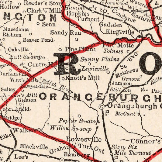 Vintage Map of South Carolina, 1893