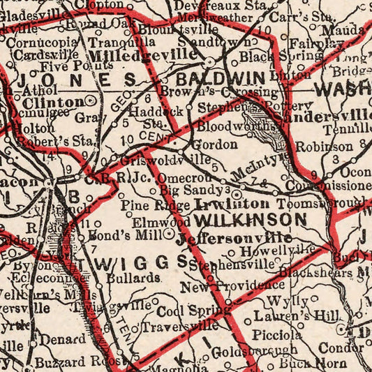Vintage Map of Georgia, 1893