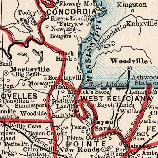 Vintage Map of Louisiana, 1893