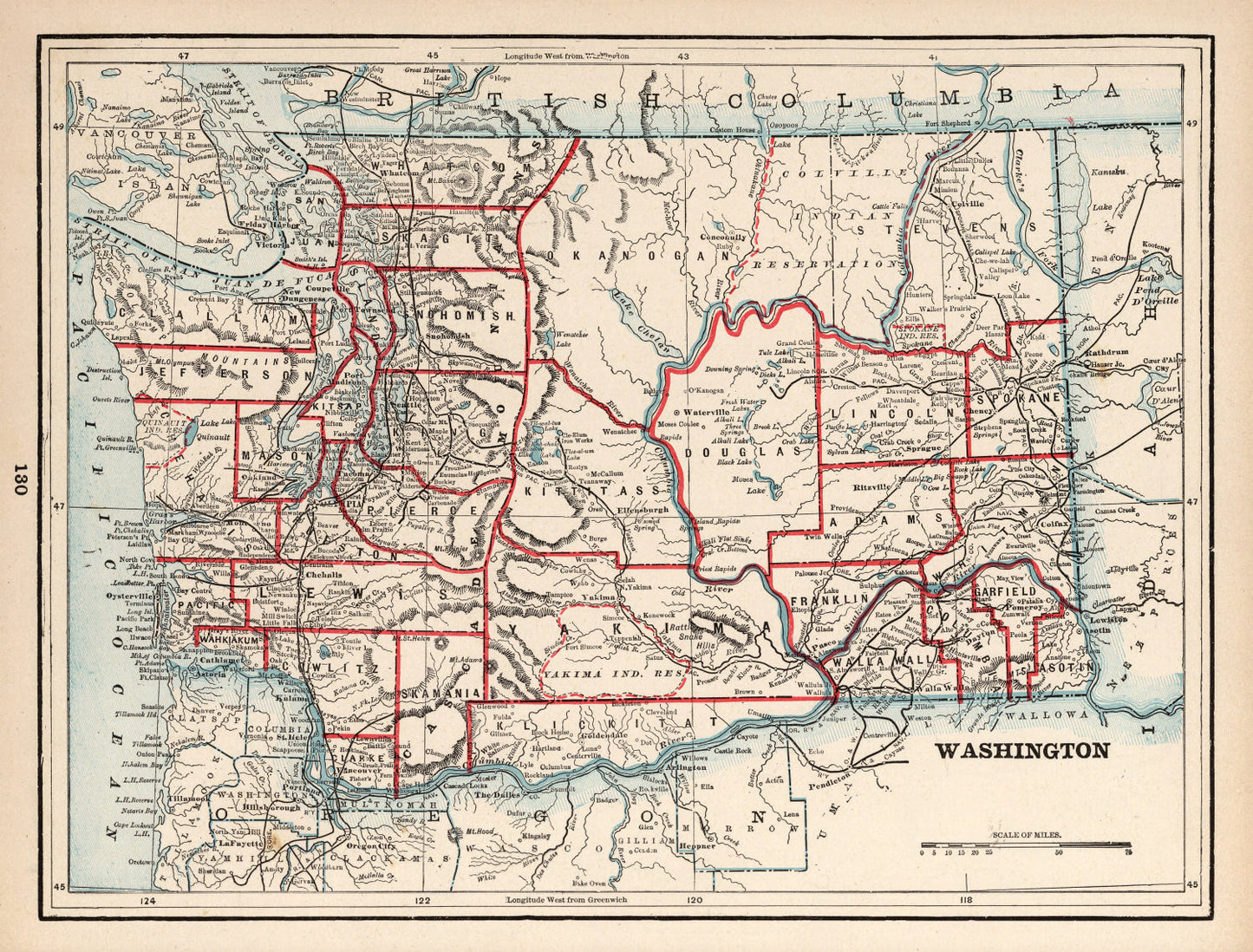 Vintage Map of Washington State, 1893