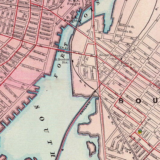 Vintage Map of Boston, Massachusetts, 1897
