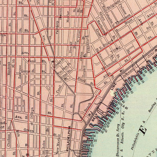 Vintage Map of Philadelphia, Pennsylvania, 1897
