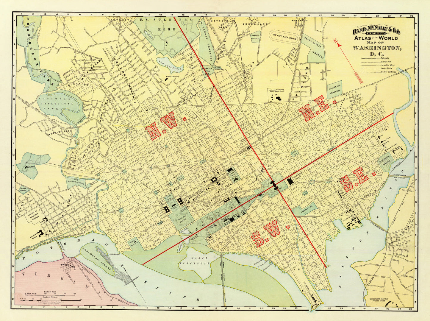 Vintage Map of Washington, DC, 1897 Edition B
