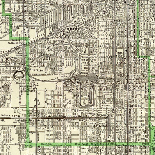 Vintage Map of Chicago, Illinois, 1897 Restored Print