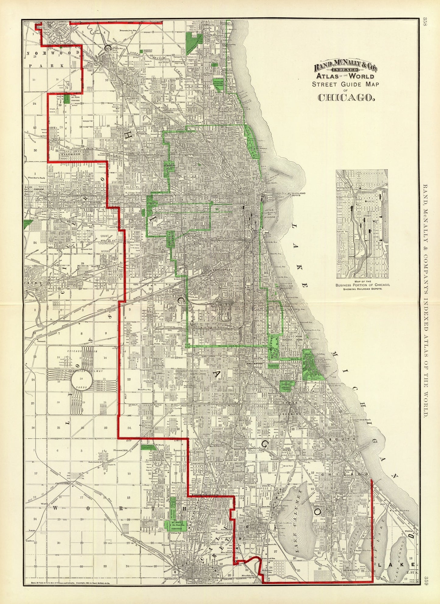Vintage Map of Chicago, Illinois, 1897 Restored Print
