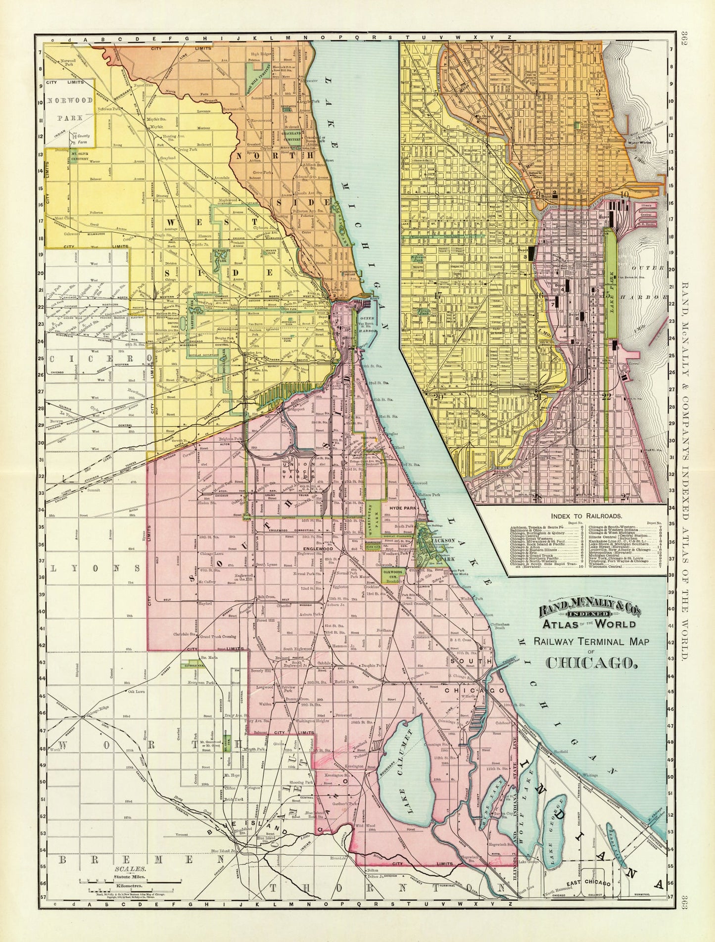 Vintage Map of Chicago, Illinois, 1897 Wall Art