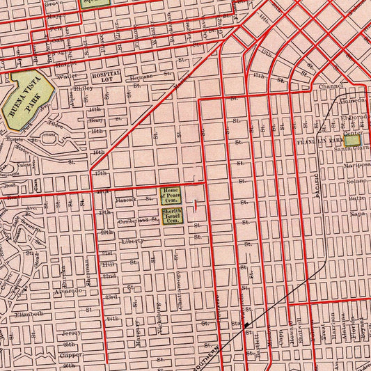 Vintage Map of San Francisco, California, 1897