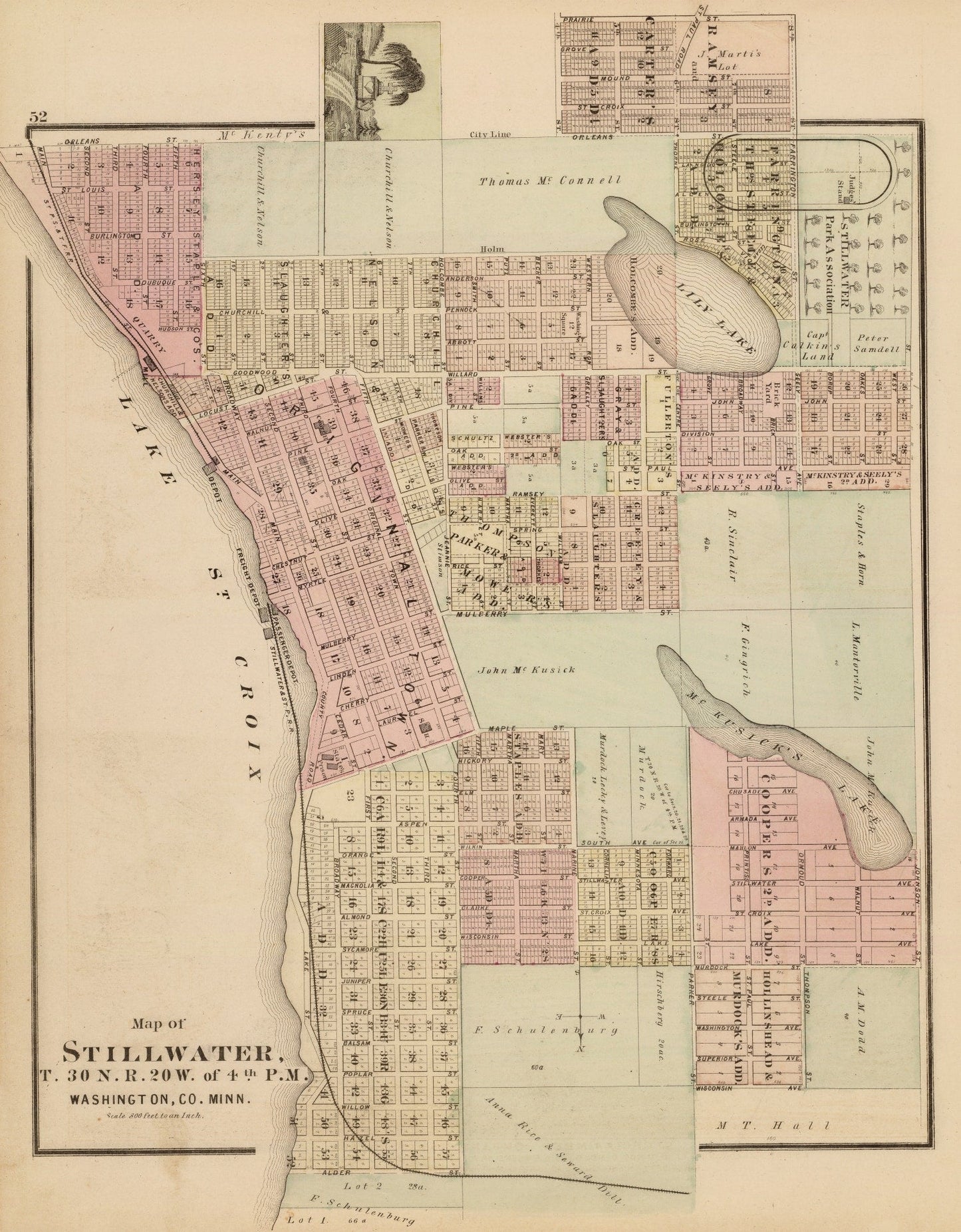 Vintage Map of Stillwater, Minnesota, 1874