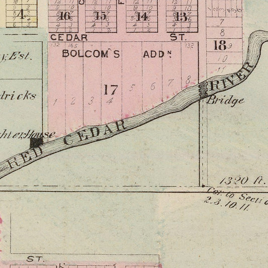 Vintage Map of Austin, Minnesota, 1874