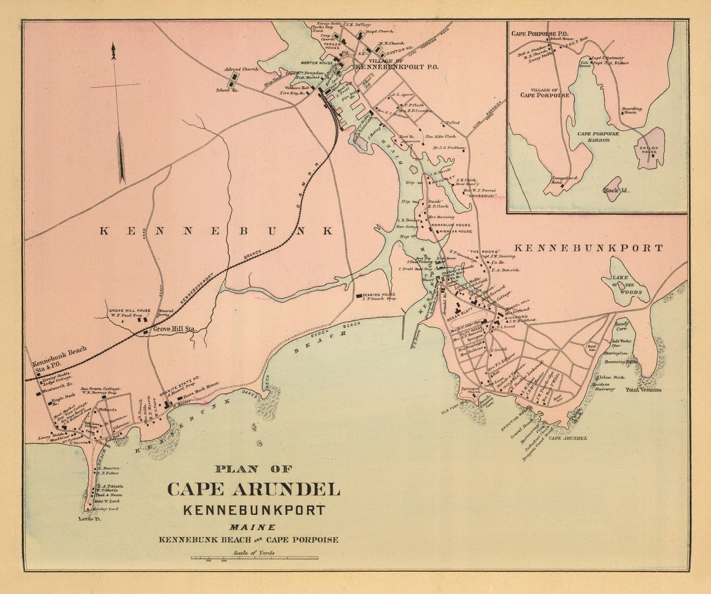 Vintage Map of Cape Porpoise, Maine, 1894