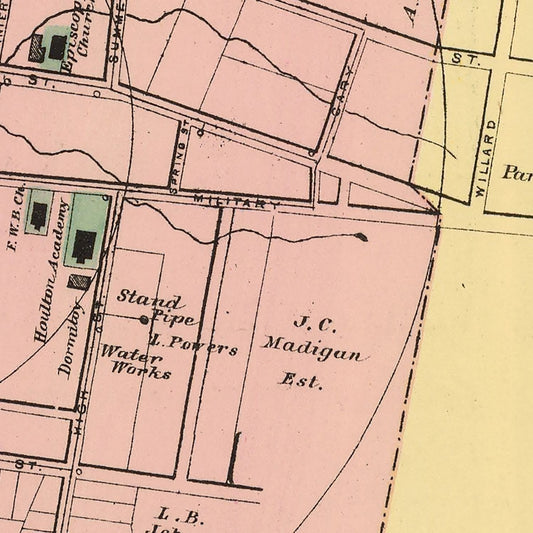 Vintage Map of Houlton, Aroostook County, Maine, 1894 (Historic Print)