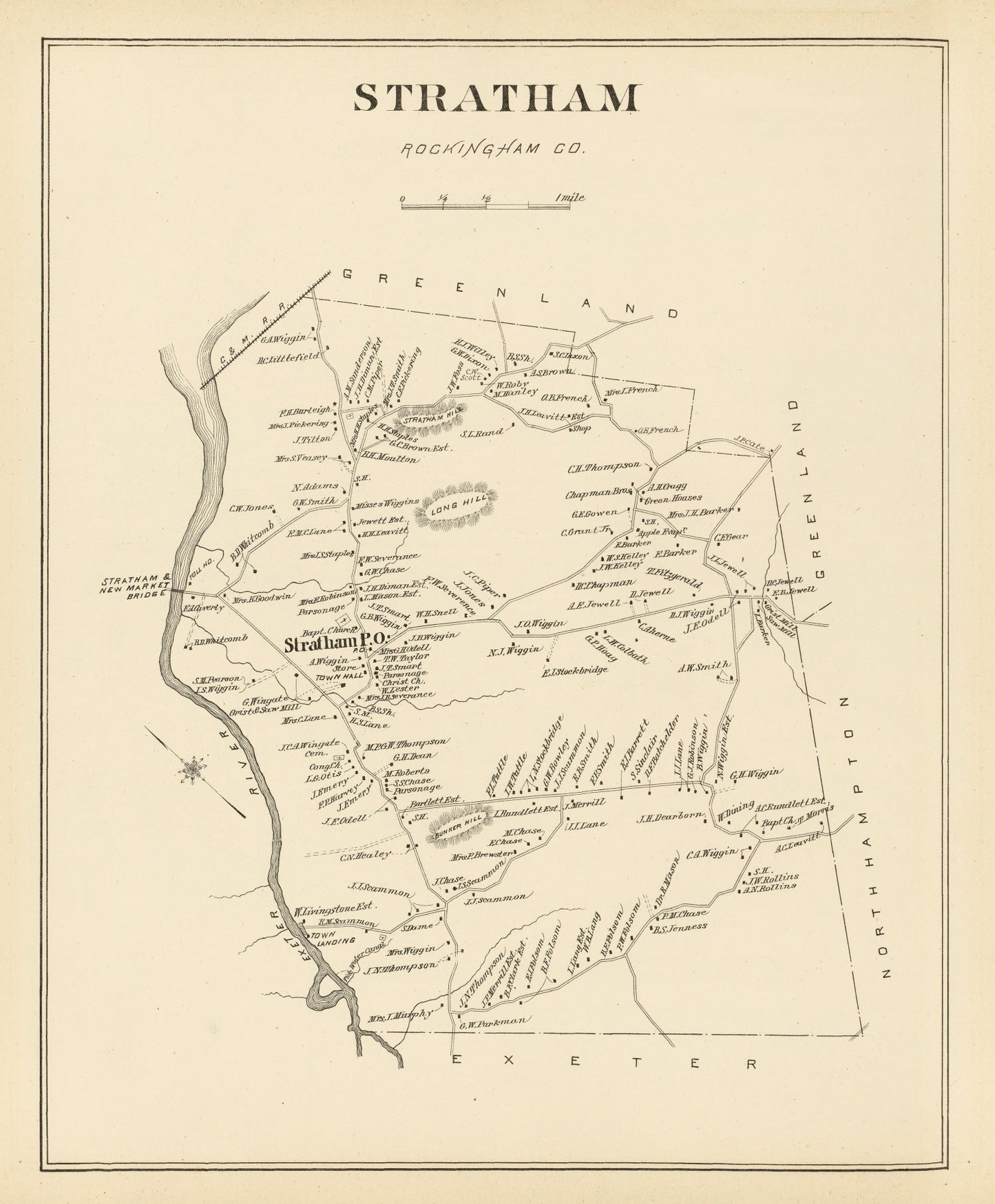 Vintage Map of Stratham, New Hampshire, 1892