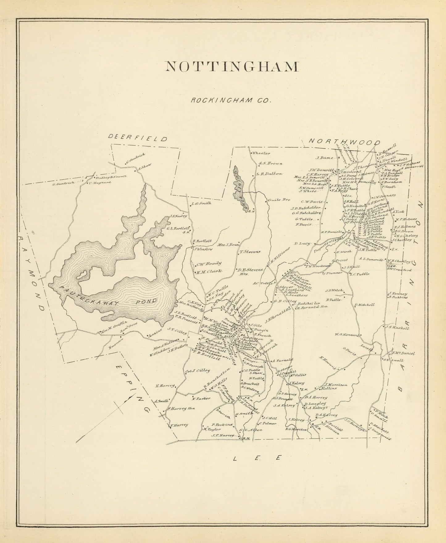 Vintage Map of Nottingham, New Hampshire, 1892
