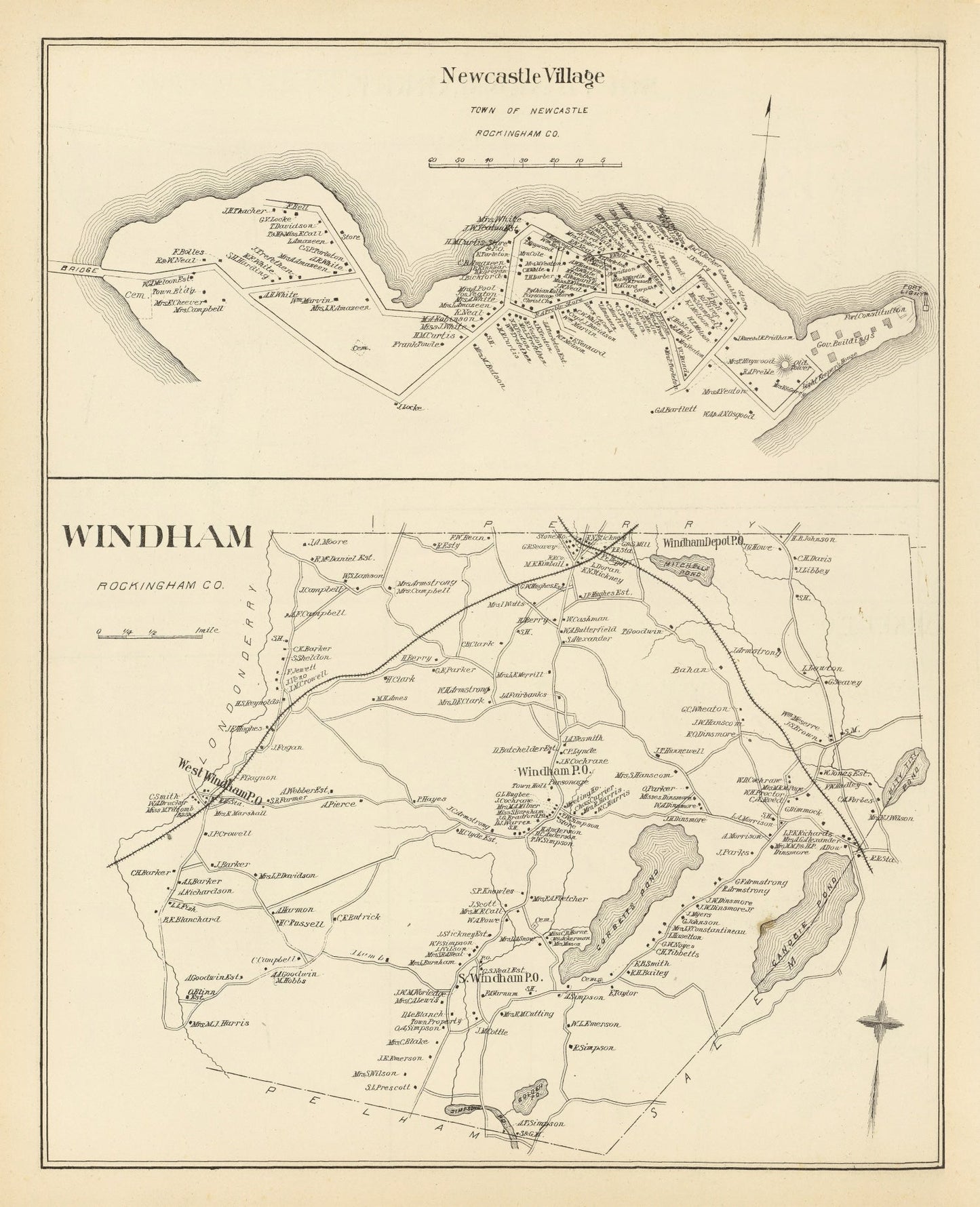 Vintage Map of New Castle, New Hampshire, 1892