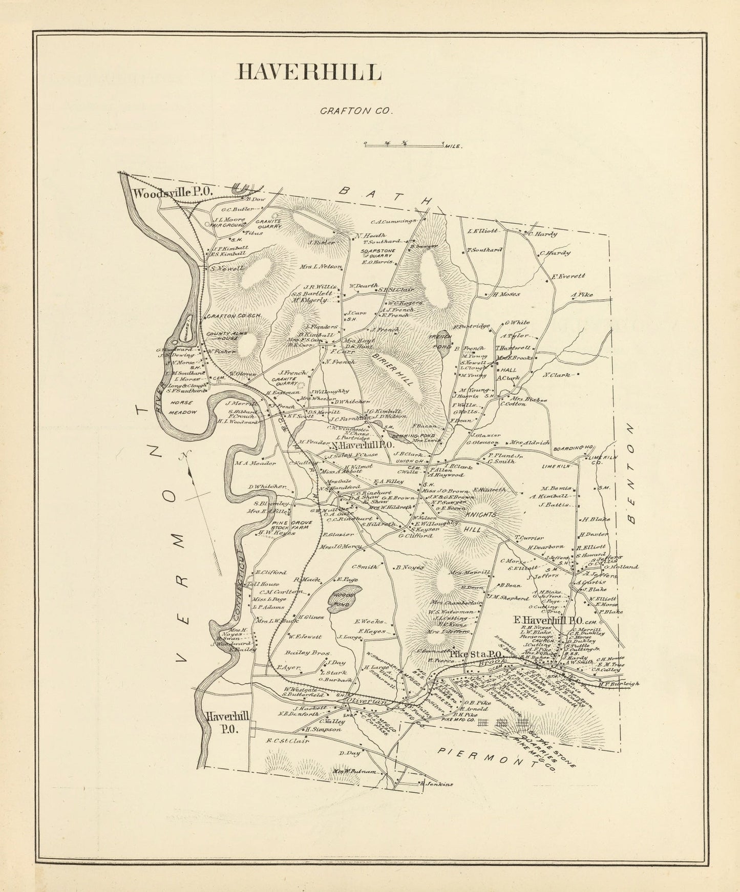 Vintage Map of Haverhill, New Hampshire, 1892 (Grafton)
