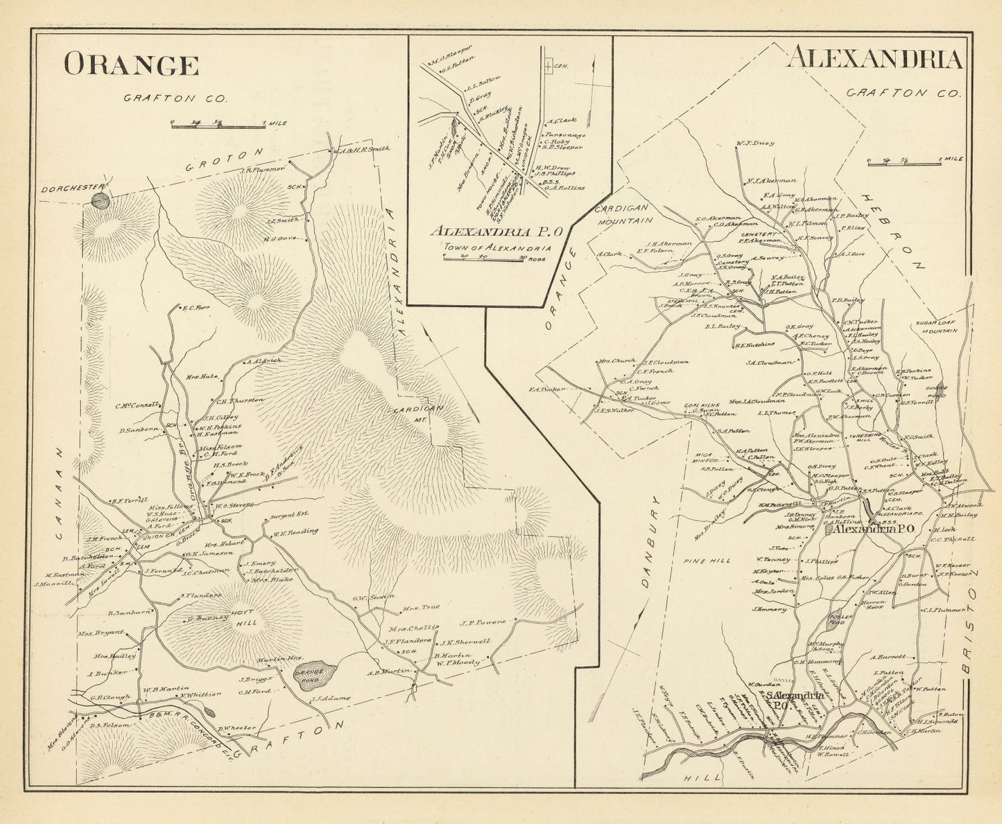 Vintage Map of Alexandria, New Hampshire, 1892