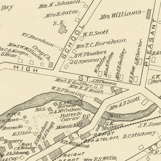 Vintage Map of Enfield, New Hampshire, 1892