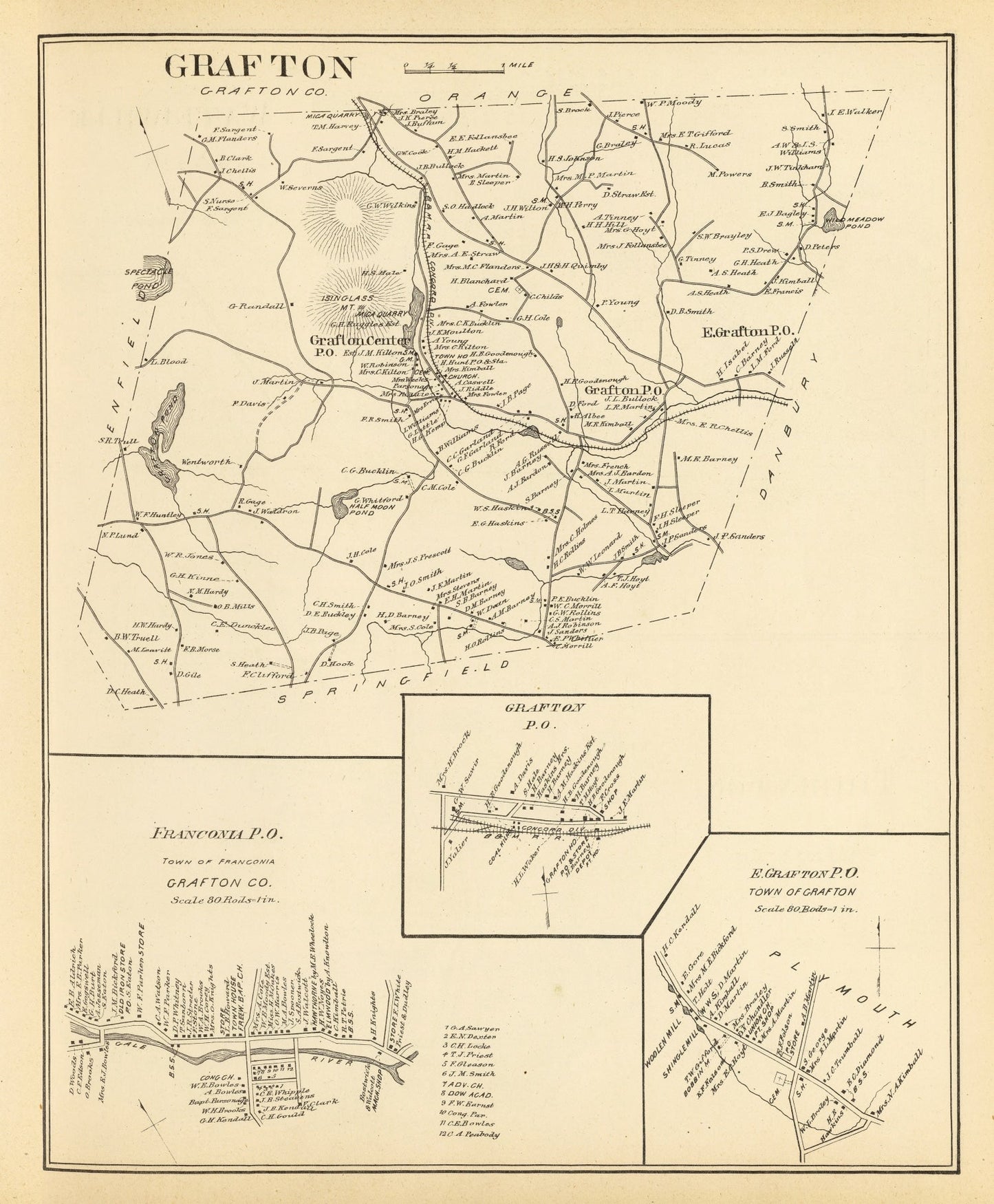 Vintage Map of Franconia, New Hampshire, 1892