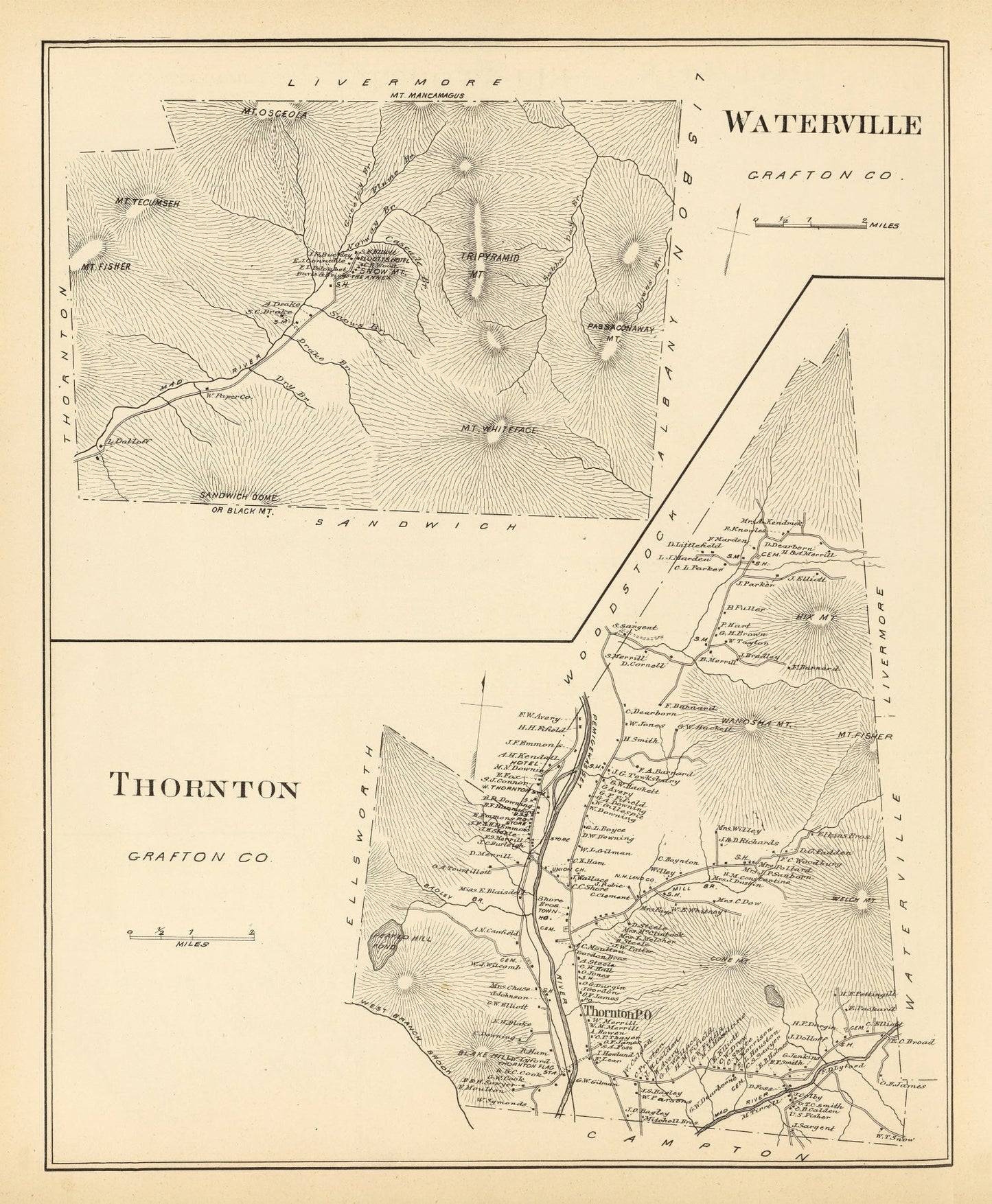 Vintage Map of Thornton, New Hampshire, 1892
