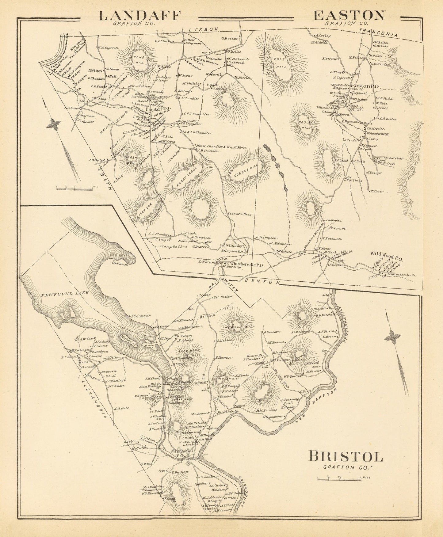 Vintage Map of Easton, New Hampshire, 1892