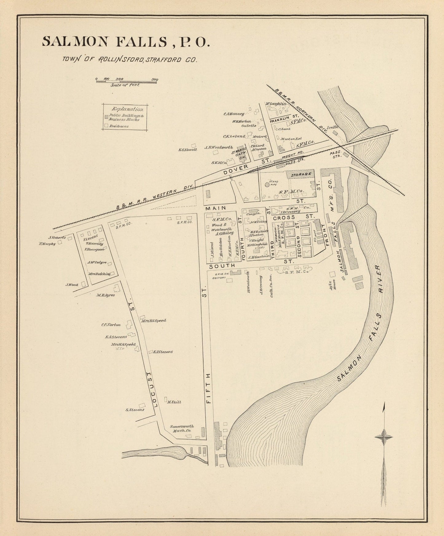 Vintage Map of Rollinsford, New Hampshire, 1892 (No. 2)