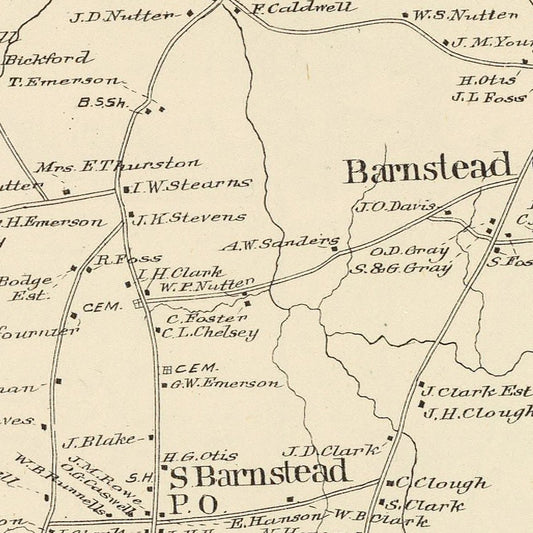 Vintage Map of Barnstead, New Hampshire, 1892