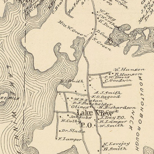 Vintage Map of Moultonboro, New Hampshire, 1892