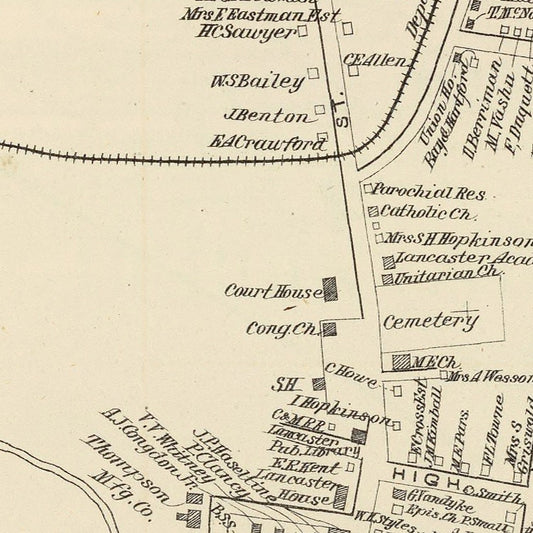 Vintage Map of Lancaster, New Hampshire, 1892