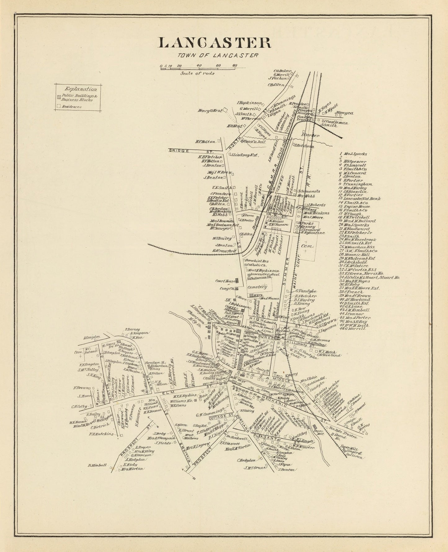 Vintage Map of Lancaster, New Hampshire, 1892