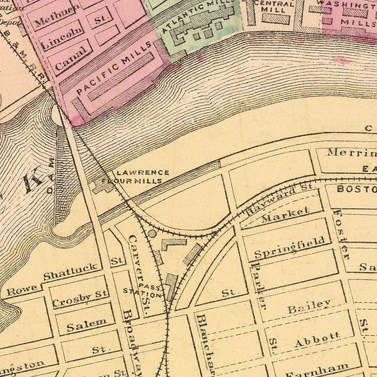 Vintage Map of Lawrence, Massachusetts, 1871
