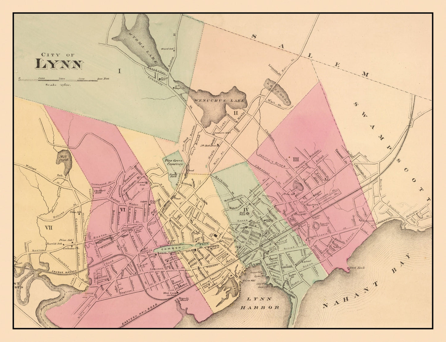 Vintage Map of Lynn, Massachusetts, 1871 II