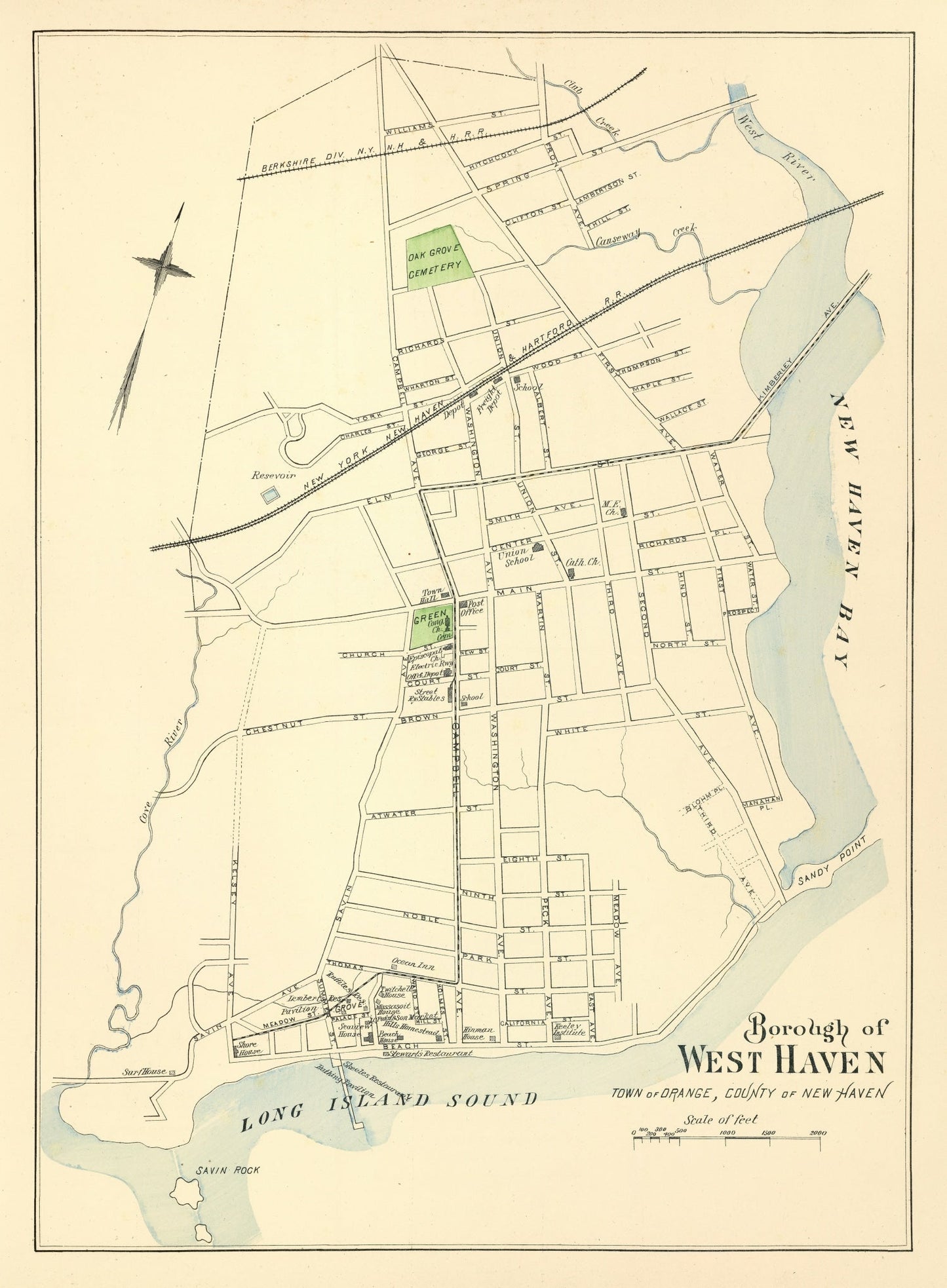 Vintage Map of West Haven, Connecticut, 1893