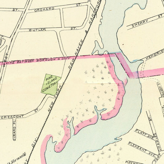 Vintage Map of Norwalk, Connecticut, 1893