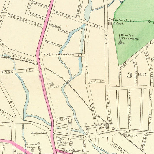 Vintage Map of Danbury, Connecticut, 1893