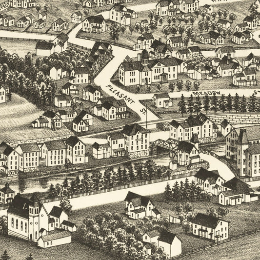 Vintage Map of Housatonic, Berkshire County, Massachusetts, 1890