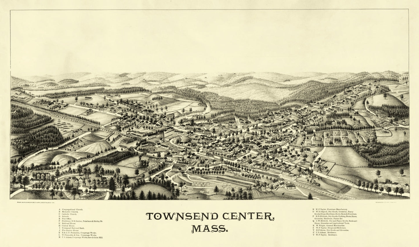 Vintage Map of Townsend Center, Massachusetts, 1889