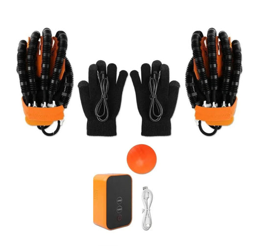 Hemiplegia therapy glove with portable control unit and mirror training glove
