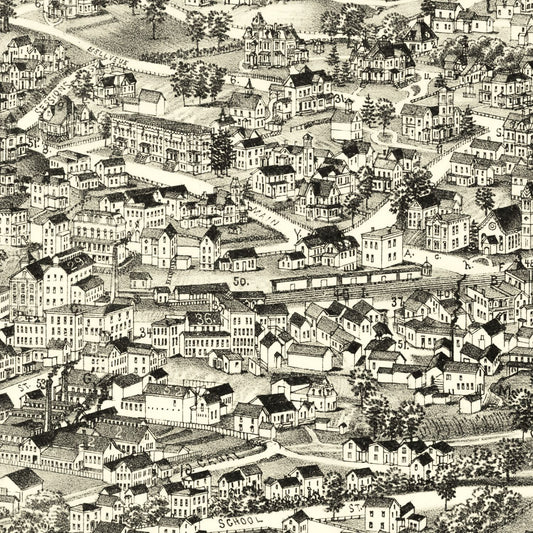 Vintage Map of Bristol, Connecticut, 1889
