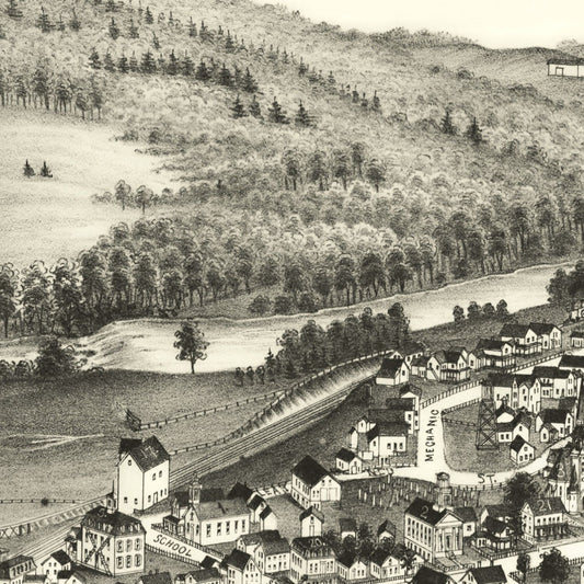 Vintage Map of Jewett City, Connecticut, 1889 (New London County)